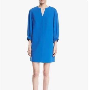 Tibi Cobalt Blue 3/4 Sleeve Mini Shift Dress Size 2